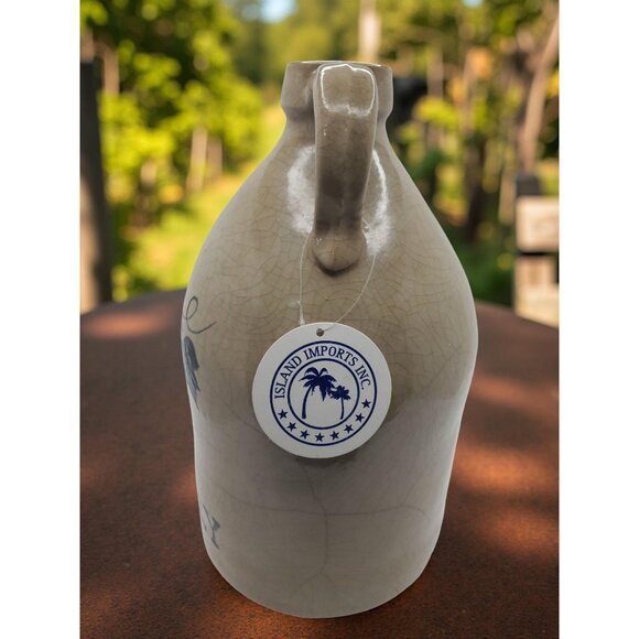 vintage island imports pottery ceramic glazed jug grape vine and winery. - Picture 6 of 10